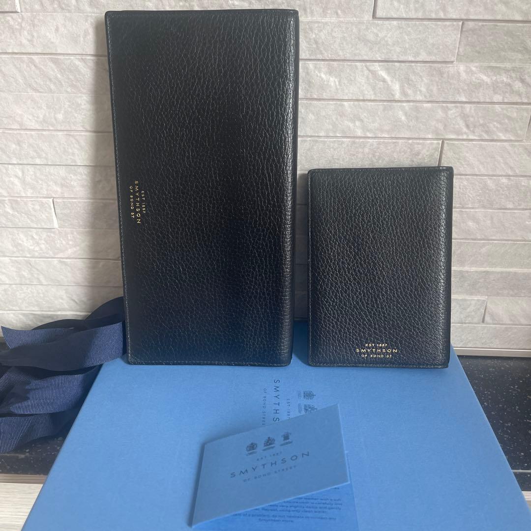 SMYTHSON スマイソン ボーディングパス+パスポートケースセット 黒 美品