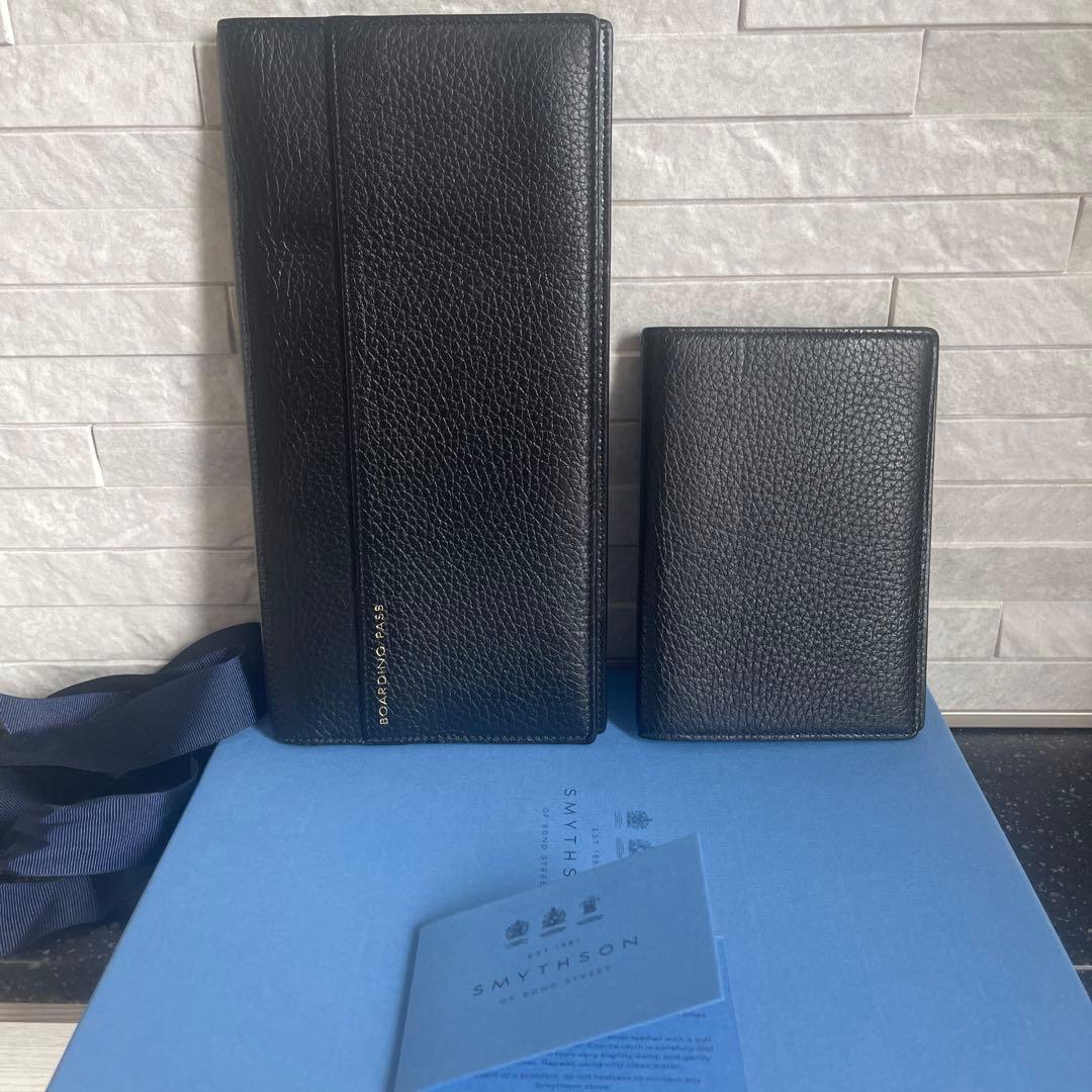 SMYTHSON スマイソン ボーディングパス+パスポートケースセット 黒 美品