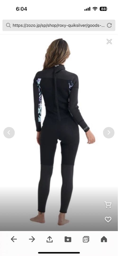 Roxy フルスーツ ブラック/マルチカラー