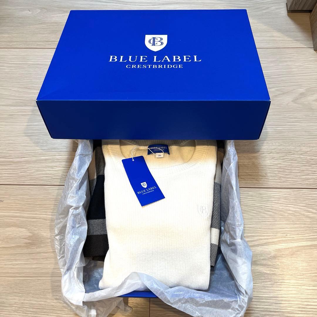 新品　タグ付き　ブルーレーベルクレストブリッジ　ニットワンピース　チェック　S