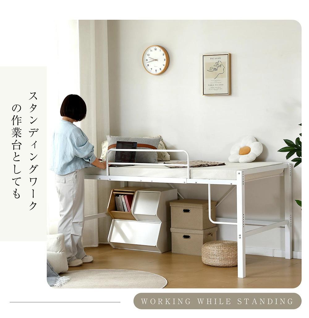 【高さ90cm】ロフトベッド パイプベッド 耐震 高さ調整可能　BLACK