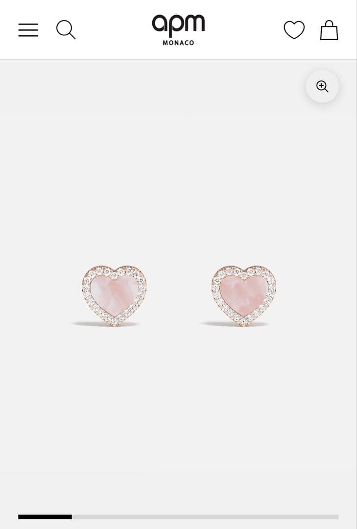 apm monacoピンクマザーオブパール ハート スタッドピアス