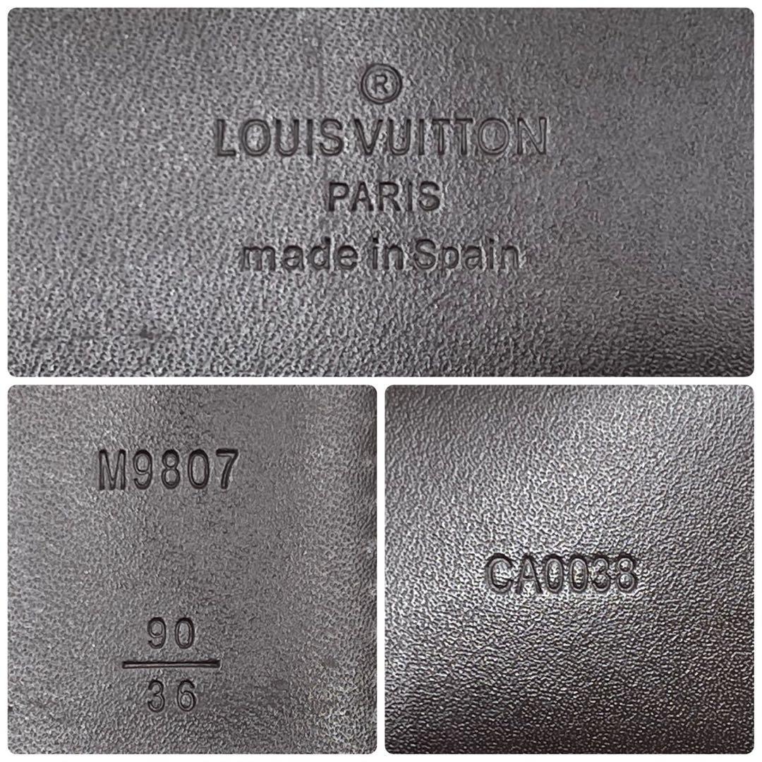 ルイヴィトン ベルト ダミエ エベヌ イニシャル LVロゴ レザー 90サイズ