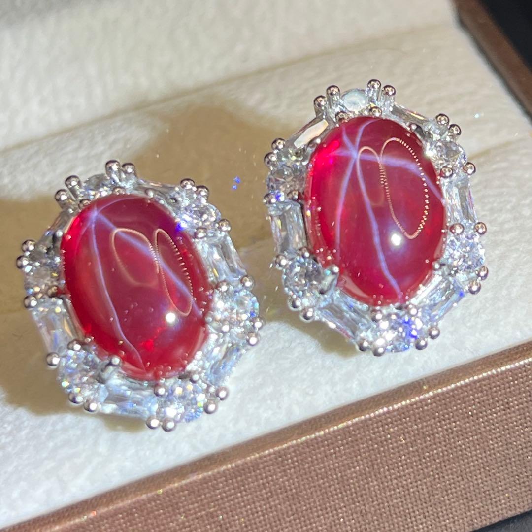 ミャンマー産大粒 七色のルビー3点セット海外鑑定書付ペンダント+リング+ピアス