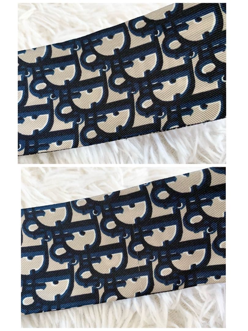 クリスチャンディオール　ミッツァ　トロッター　オブリーク　リボンスカーフ　シルク