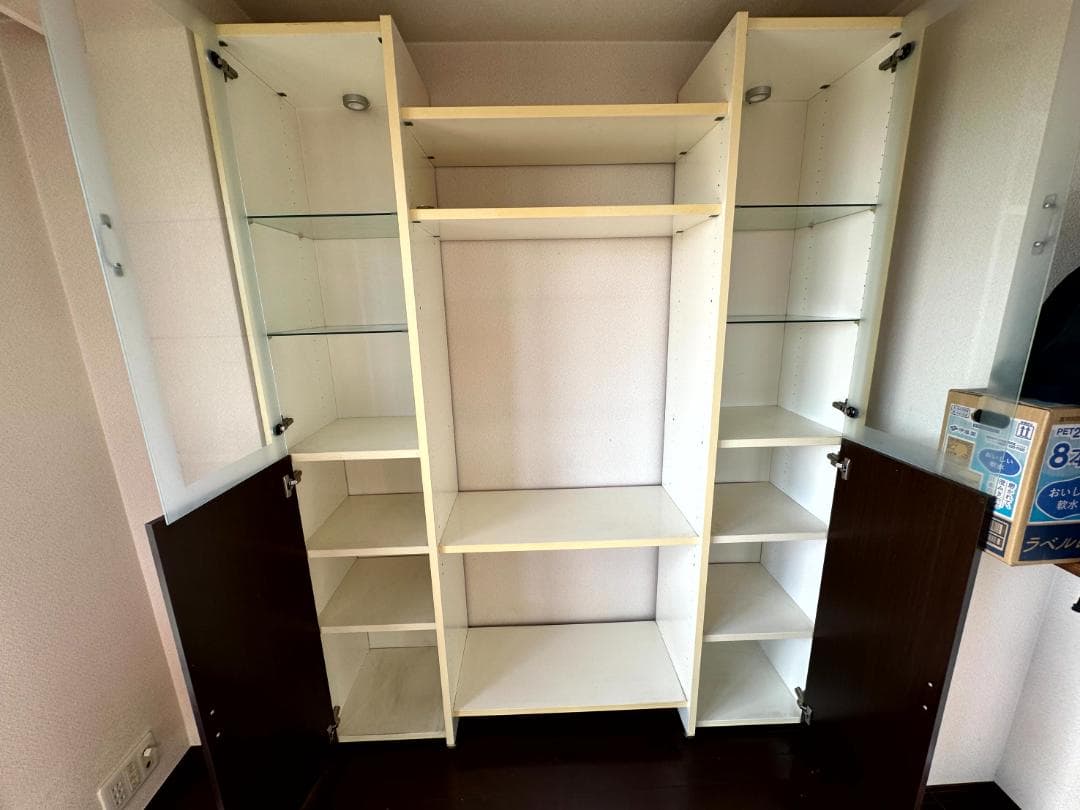 大型 壁面収納棚 ガラス扉キャビネット 208x166x40