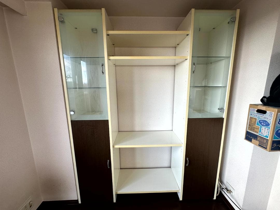 大型 壁面収納棚 ガラス扉キャビネット 208x166x40