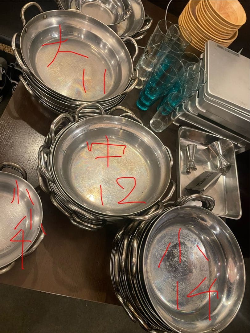 【toshi】【お得】ステンレススチール 両手鍋 34個セット