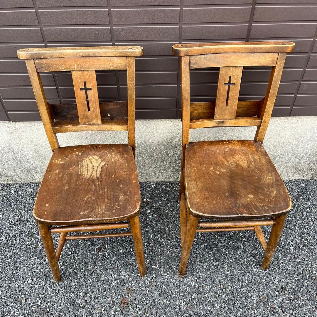 アンティーク　チャーチチェア　ダイニング　教会　椅子　イギリス　ヴィンテージ　②