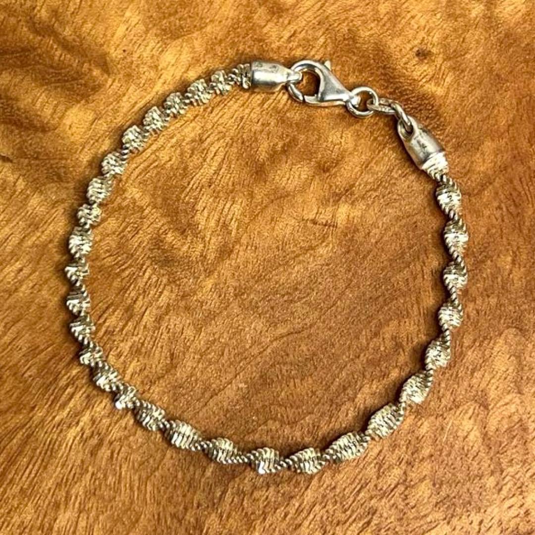イタリア ヴィンテージ シルバー スパイラル チェーン ブレスレット925