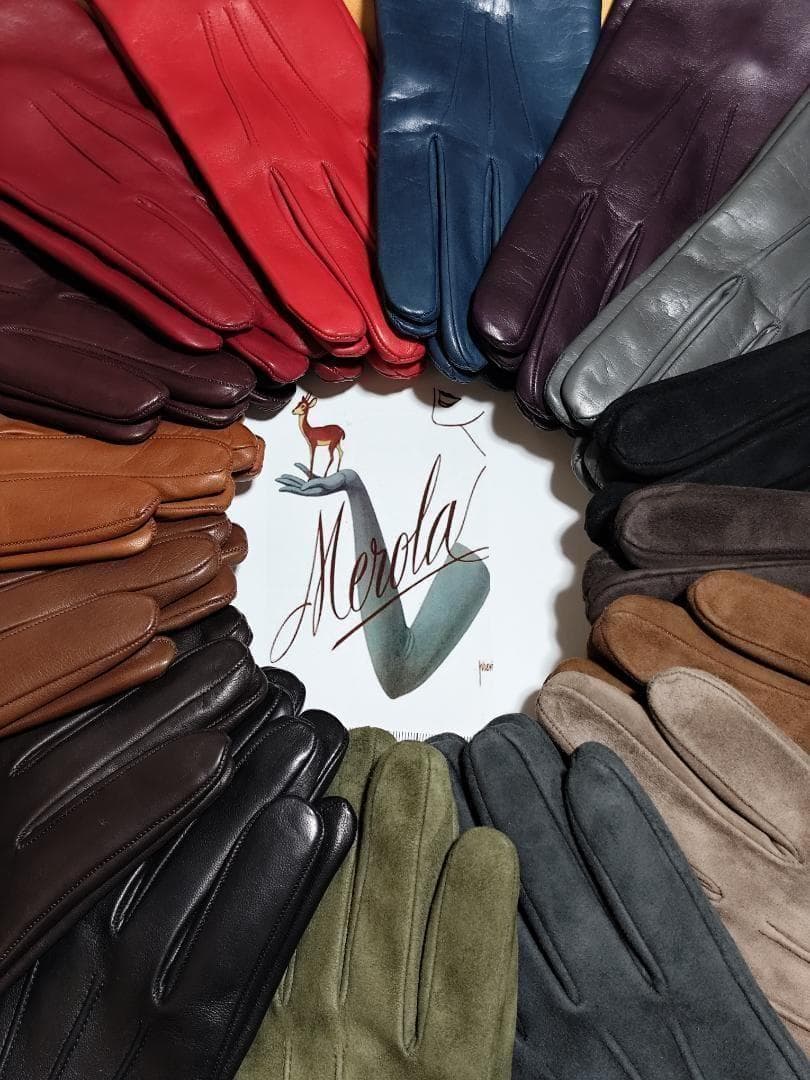 値下げ 定番 メローラ ナッパ黒 カシミア黒 革手袋 グローブ MEROLA