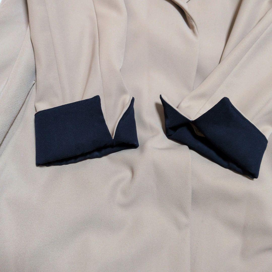 ジェンヌ　トレンチコート　秋　春　ベージュ　バイカラー