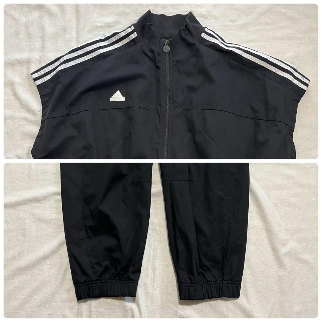 アディダス ジャンプスーツ 半袖 ブラック 黒 ロゴ オールインワン つなぎ