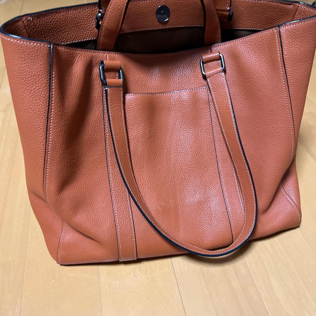 週末お値下げ　COACH オレンジ ブラウン　レザー トートバッグ