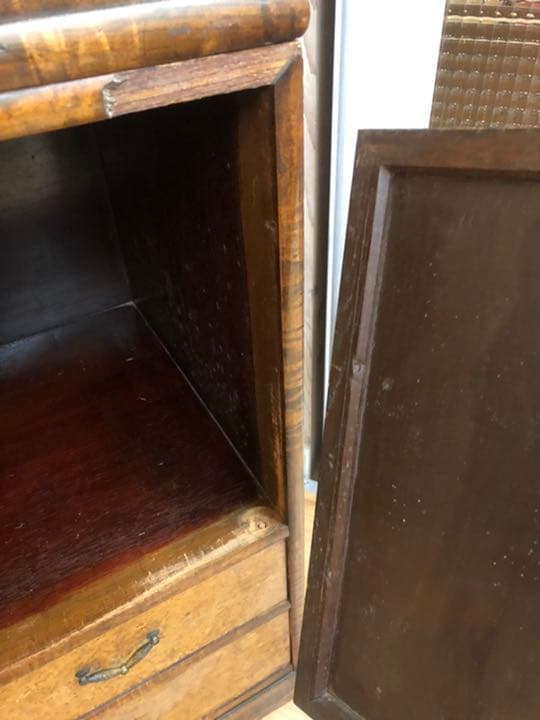 茶箪笥 玉杢 違い棚 多収納 水屋 昭和レトロ インテリア 古道具 木製