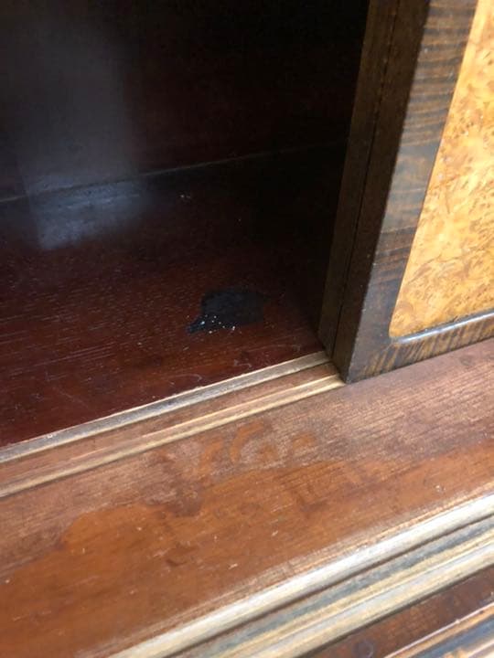 茶箪笥 玉杢 違い棚 多収納 水屋 昭和レトロ インテリア 古道具 木製