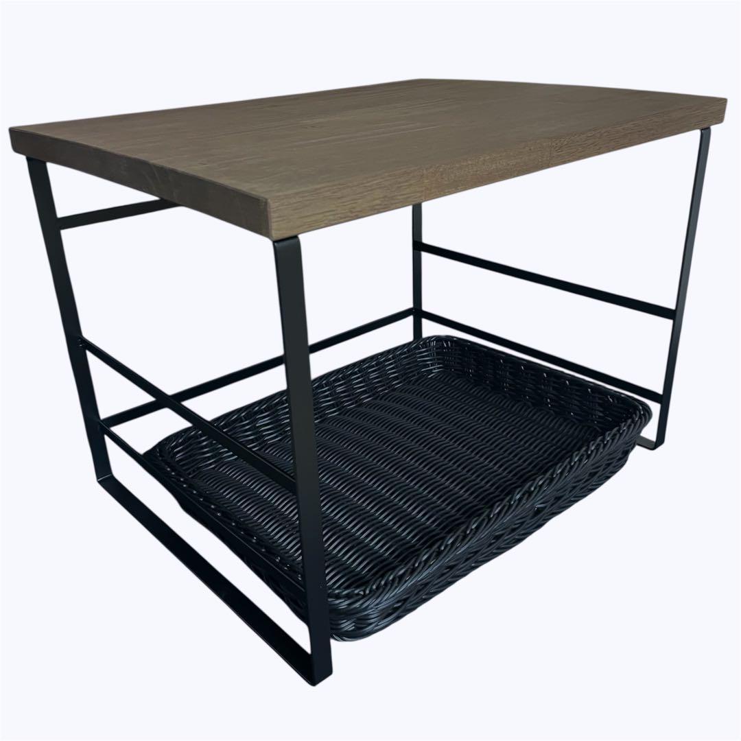 E-43813ラバーウッド トースターラックバスケット付 ブラック