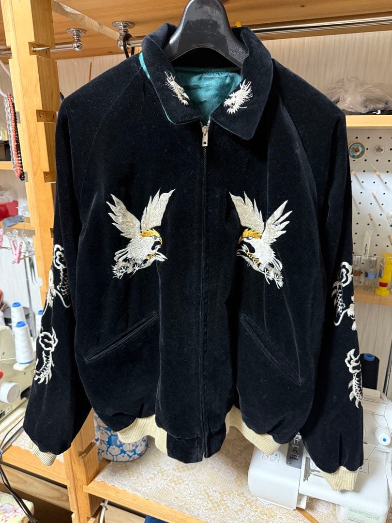 テーラー東洋　別珍　スカジャン　襟付き　Lサイズ