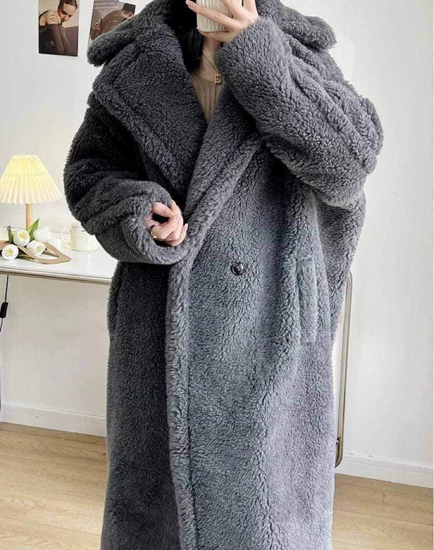 新品未使用 ベアロングコート テディコート グレー