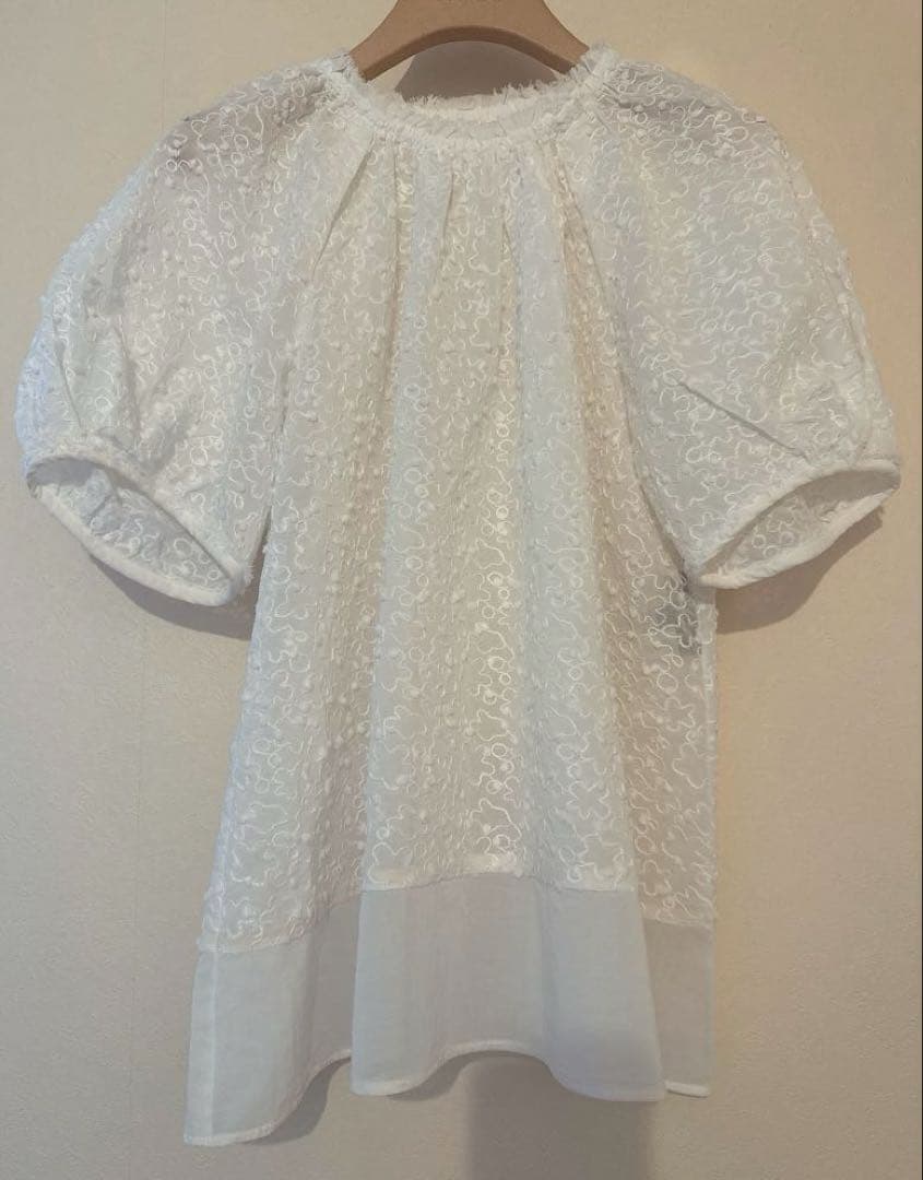 DRAWER 2025年ss エンブロイダリーハーフスリーブブラウス36サイズ