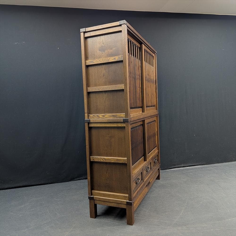 美品　　水屋箪笥　食器棚　キャビネット　キッチンボード　飾り棚　格子　引き戸