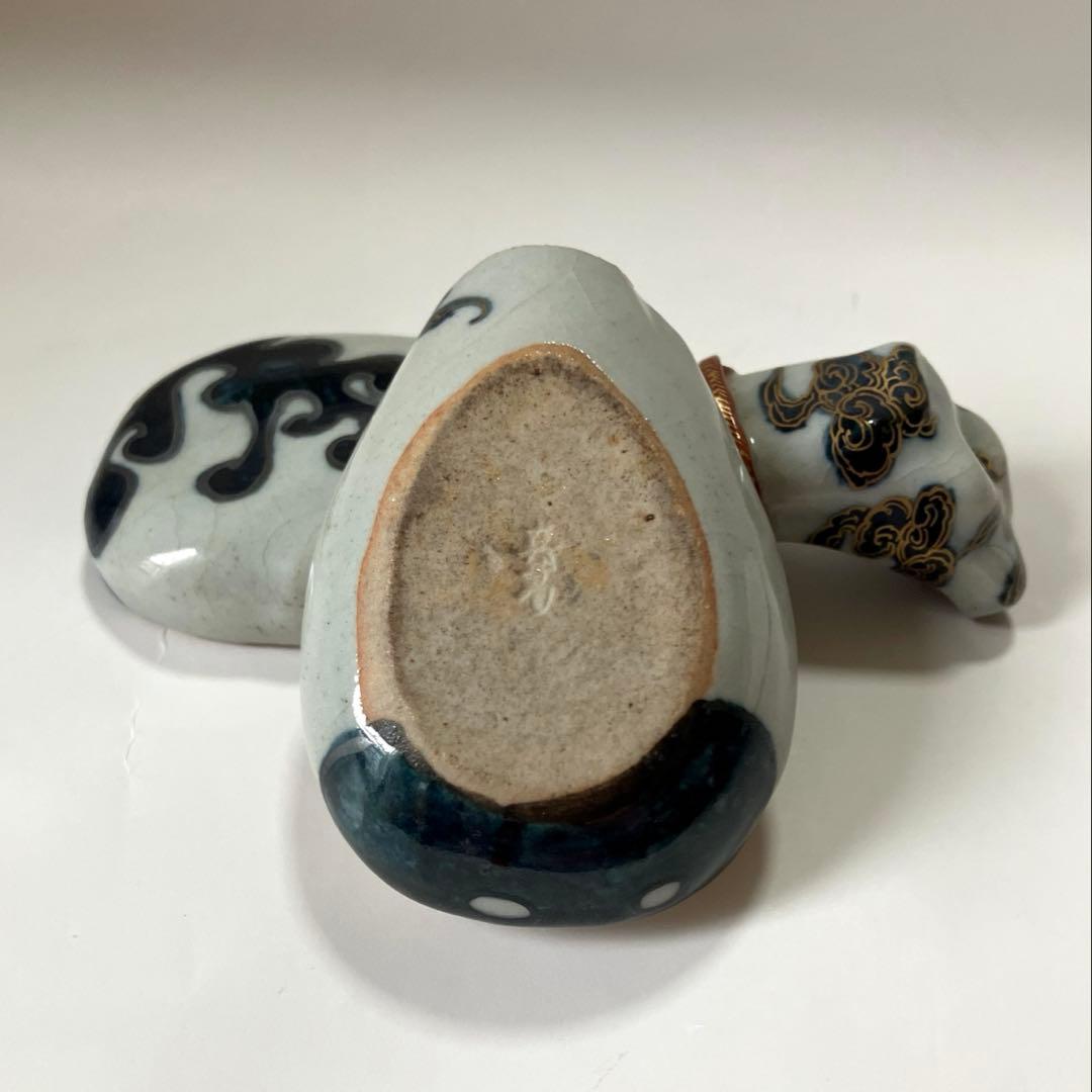 【茶道具】宮川香齋作 真葛焼 琵琶袋形香合 色絵金銀彩 真葛印 希少品