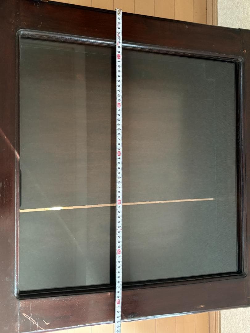 ローテーブル ダークブラウン 木製 正方形 ガラス天板 アジアンアンティーク