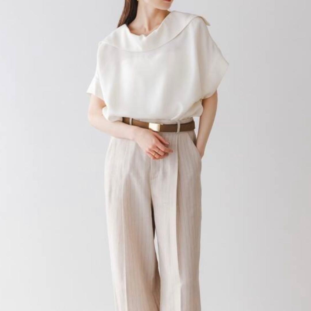 【洗える】2WAY ワイドカラーキュプラブラウス　NOBLE