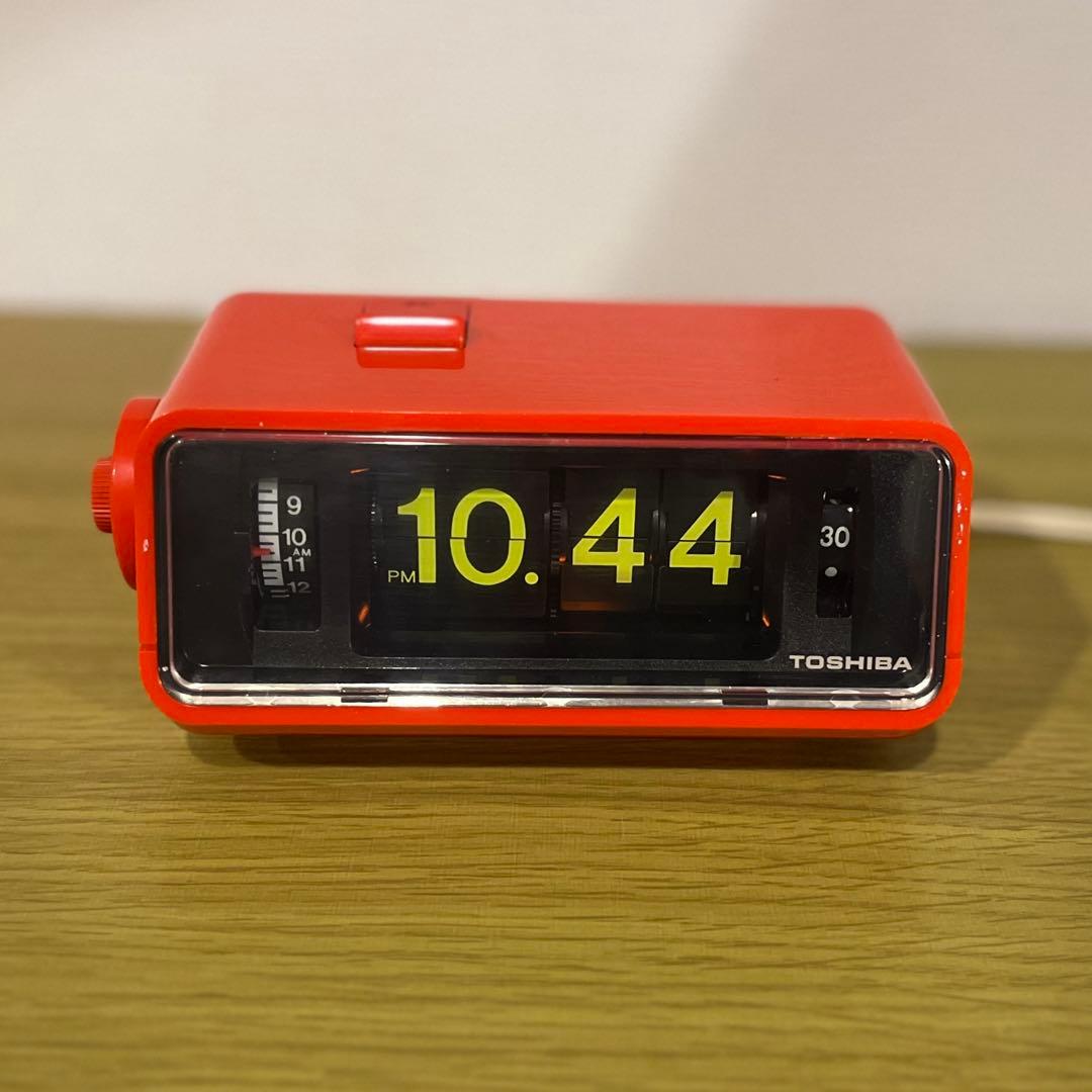 【メンテ済み・動作正常】東芝パタパタ時計 おはようTCM-953 赤