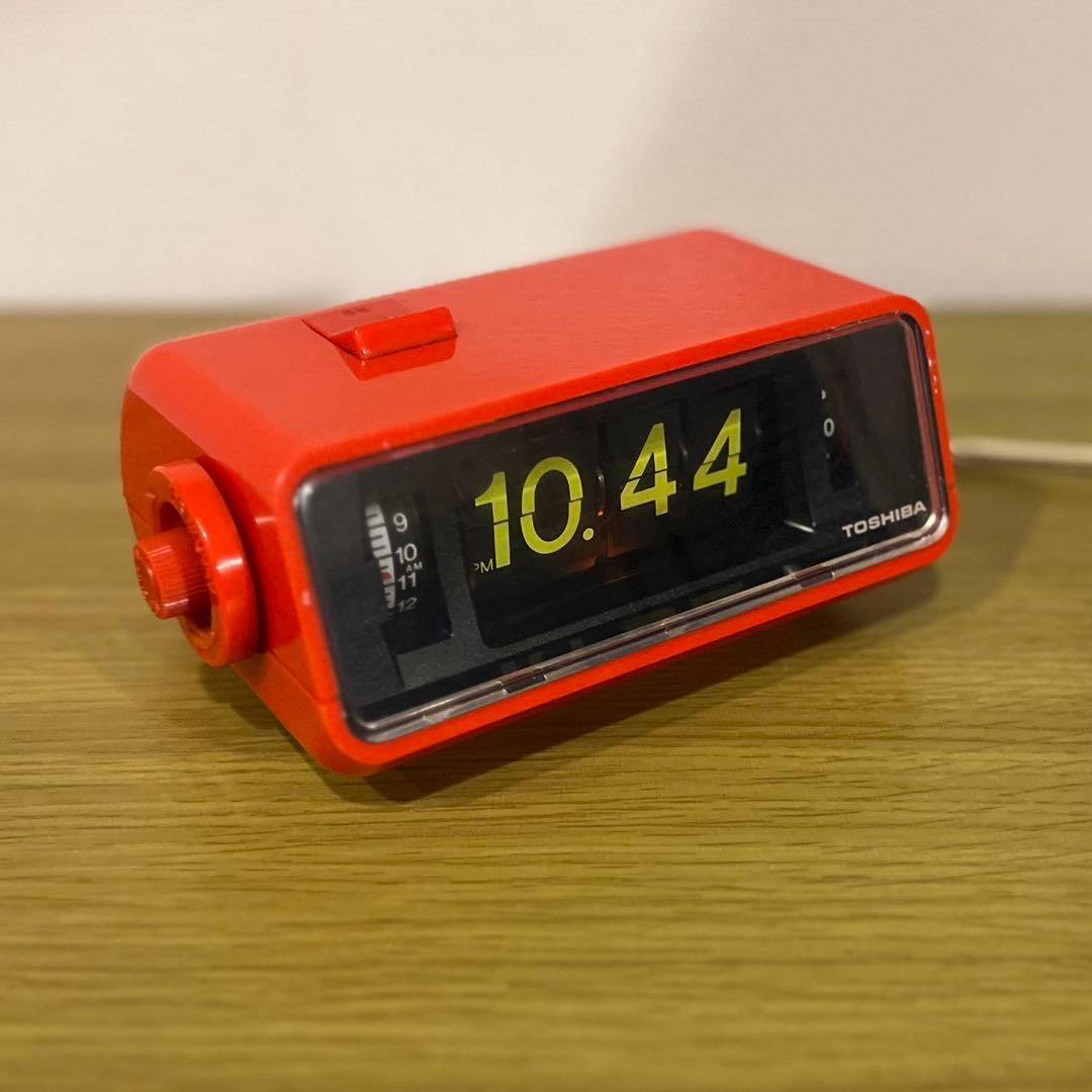 【メンテ済み・動作正常】東芝パタパタ時計 おはようTCM-953 赤