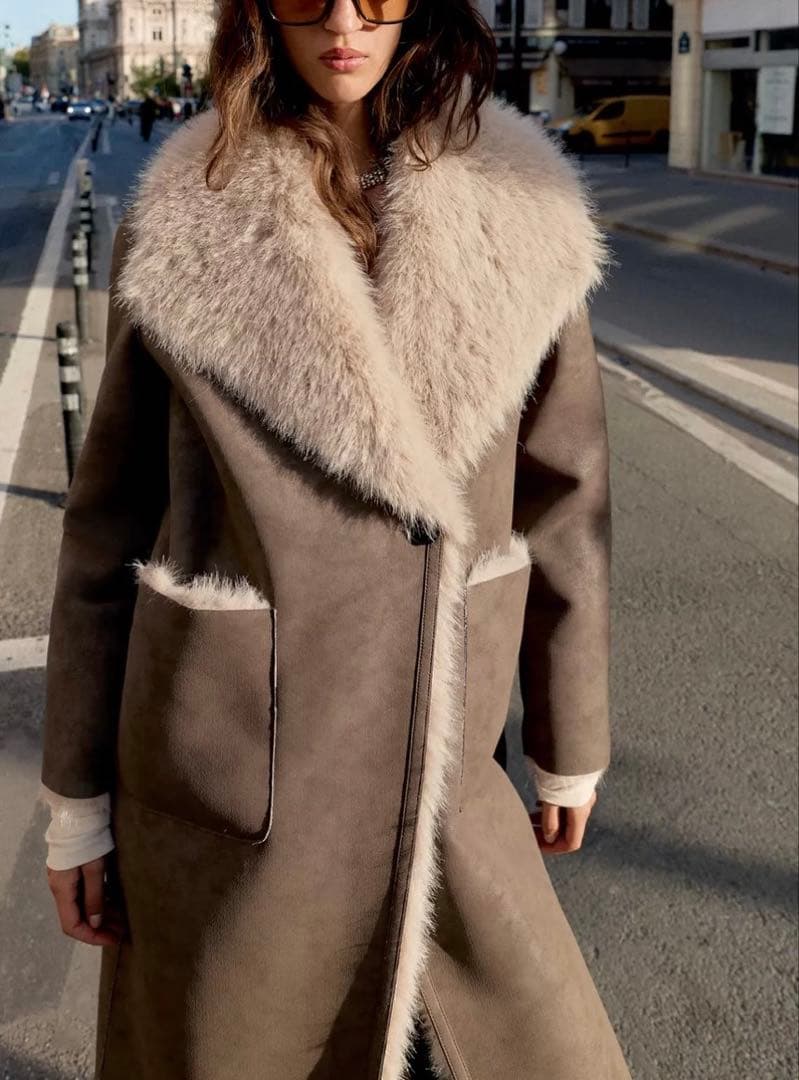 ●ZARA●ザラ●リバーシブルダブルフェイクファーコート●M●