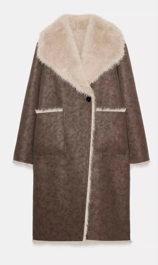 ●ZARA●ザラ●リバーシブルダブルフェイクファーコート●M●