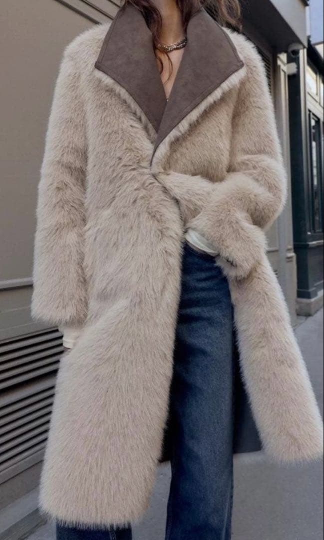 ●ZARA●ザラ●リバーシブルダブルフェイクファーコート●M●