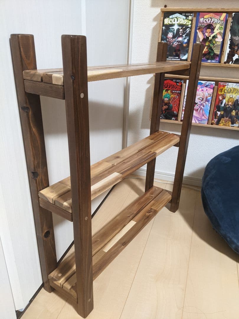 【奥行15cm】奥行狭い木製スリムラック［コミック　漫画　本棚　インテリア］