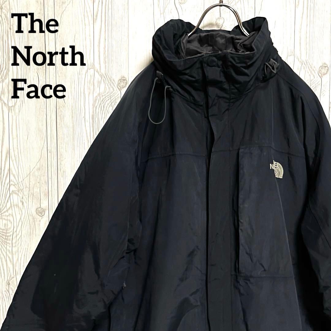 ノースフェイス★３WAY　マウンテンパーカー　ライナー付　XXL　黒　ロゴ刺繍