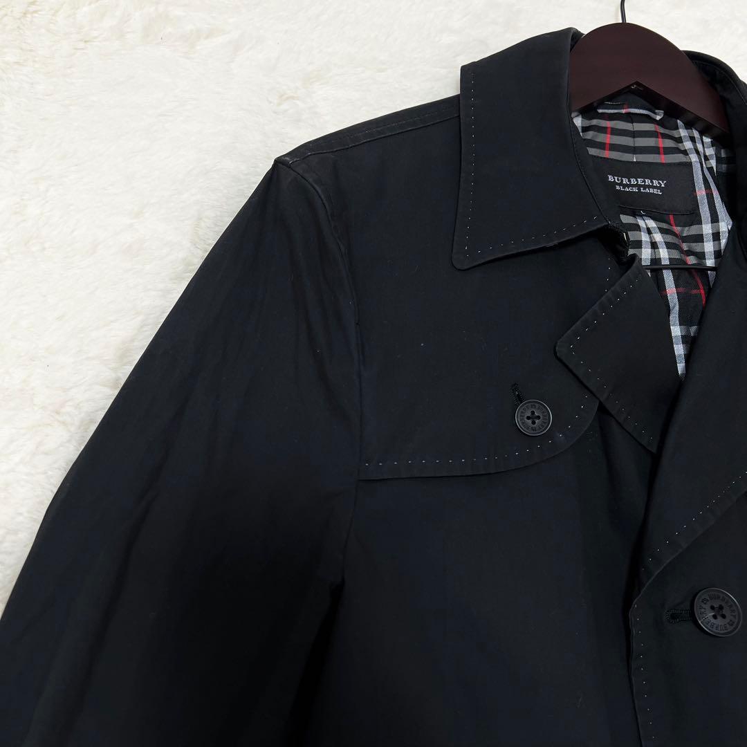 【oda】バーバリーブラックレーベル✨️トレンチコート　ノバチェック　黒　Ｌ