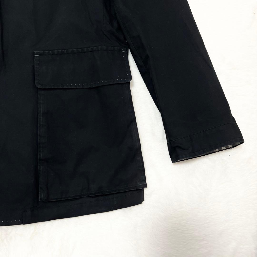 【oda】バーバリーブラックレーベル✨️トレンチコート　ノバチェック　黒　Ｌ