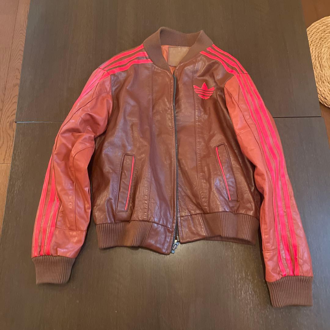 adidas ビンテージ　(本革)レザージャケット　秋セール　22.000円
