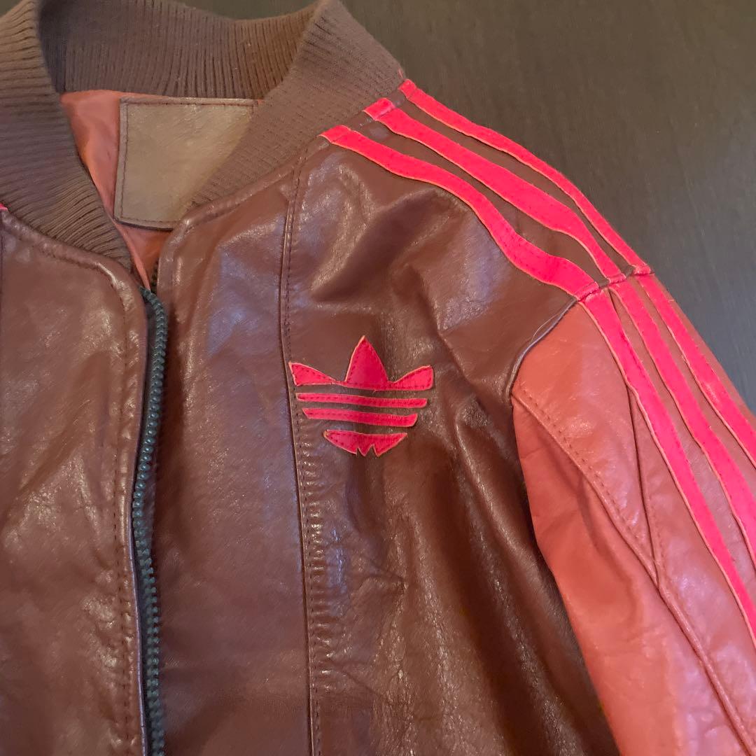 adidas ビンテージ　(本革)レザージャケット　秋セール　22.000円