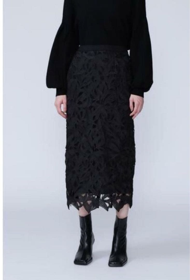 ADORE モダンリーフレーススカート 黒 アドーア　36