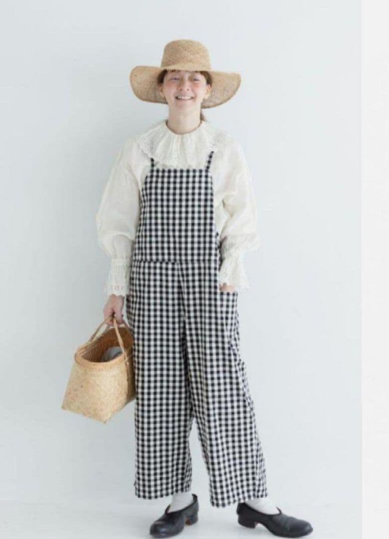 GAUZE# コットンギンガムトラバイユサロペット