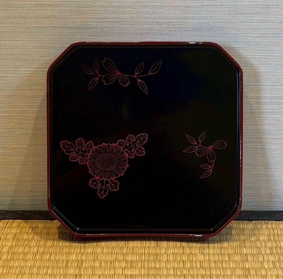 塗師 堅地屋清兵衛 作 冷泉好朱絵 縁高5重 2組 計10点 茶懐石道具 弁当箱