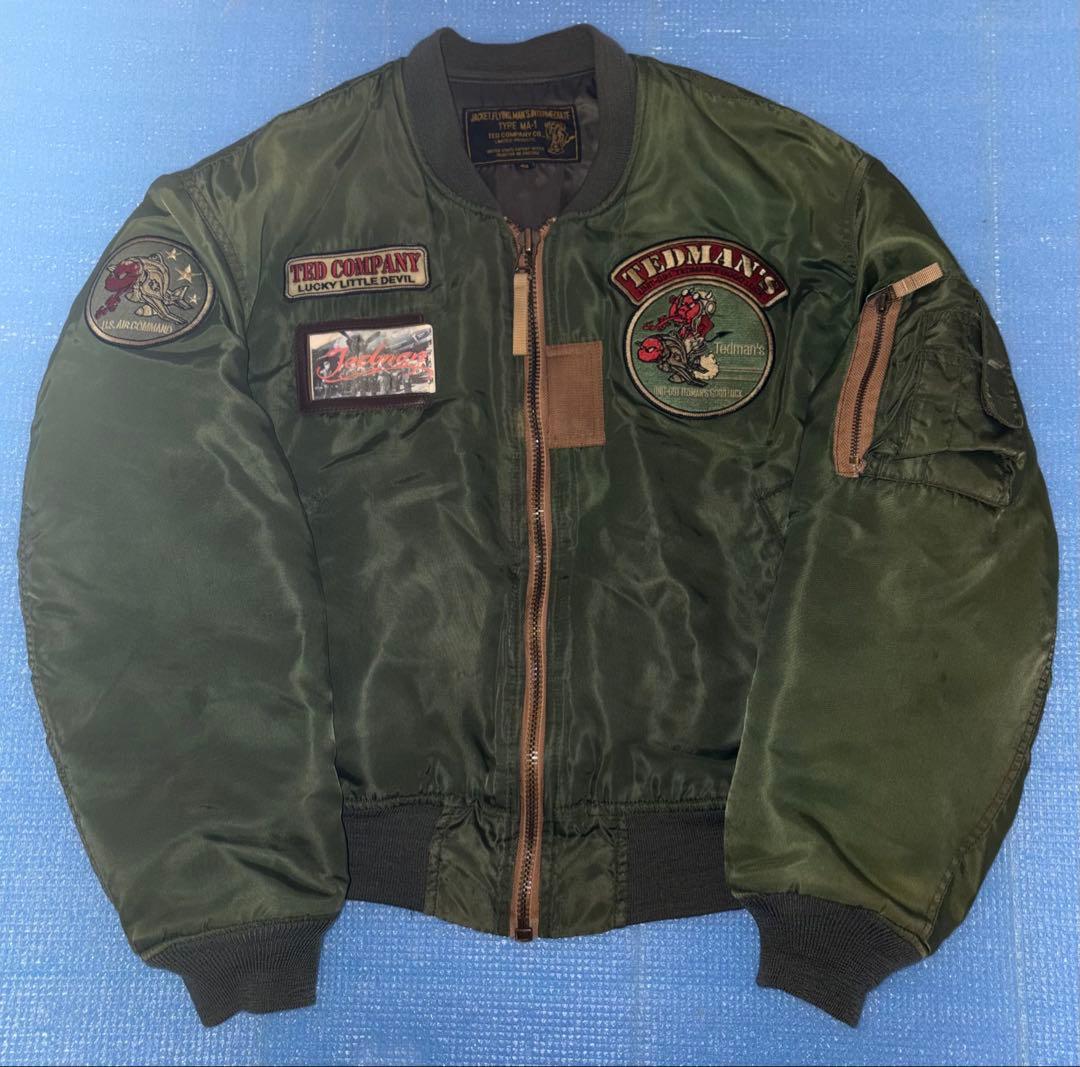 激レアTEDMAN MA-1 フライトジャケット ワッペン刺繍40 カーキ
