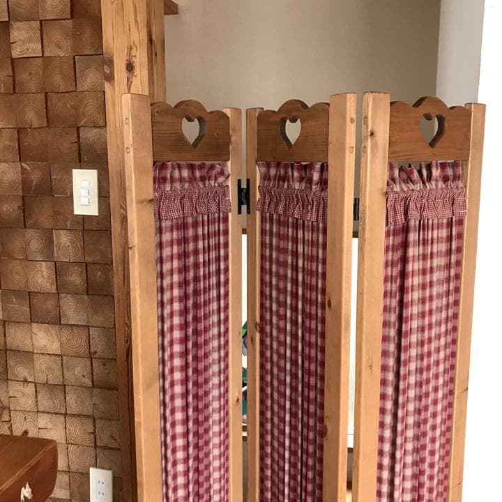 ※傷あり ウッド 木製 パーテーンション カントリー家具 ハート 仕切り 目隠し