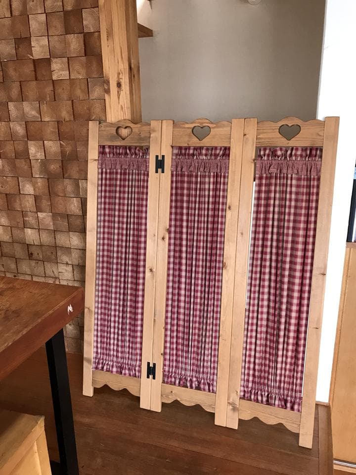 ※傷あり ウッド 木製 パーテーンション カントリー家具 ハート 仕切り 目隠し