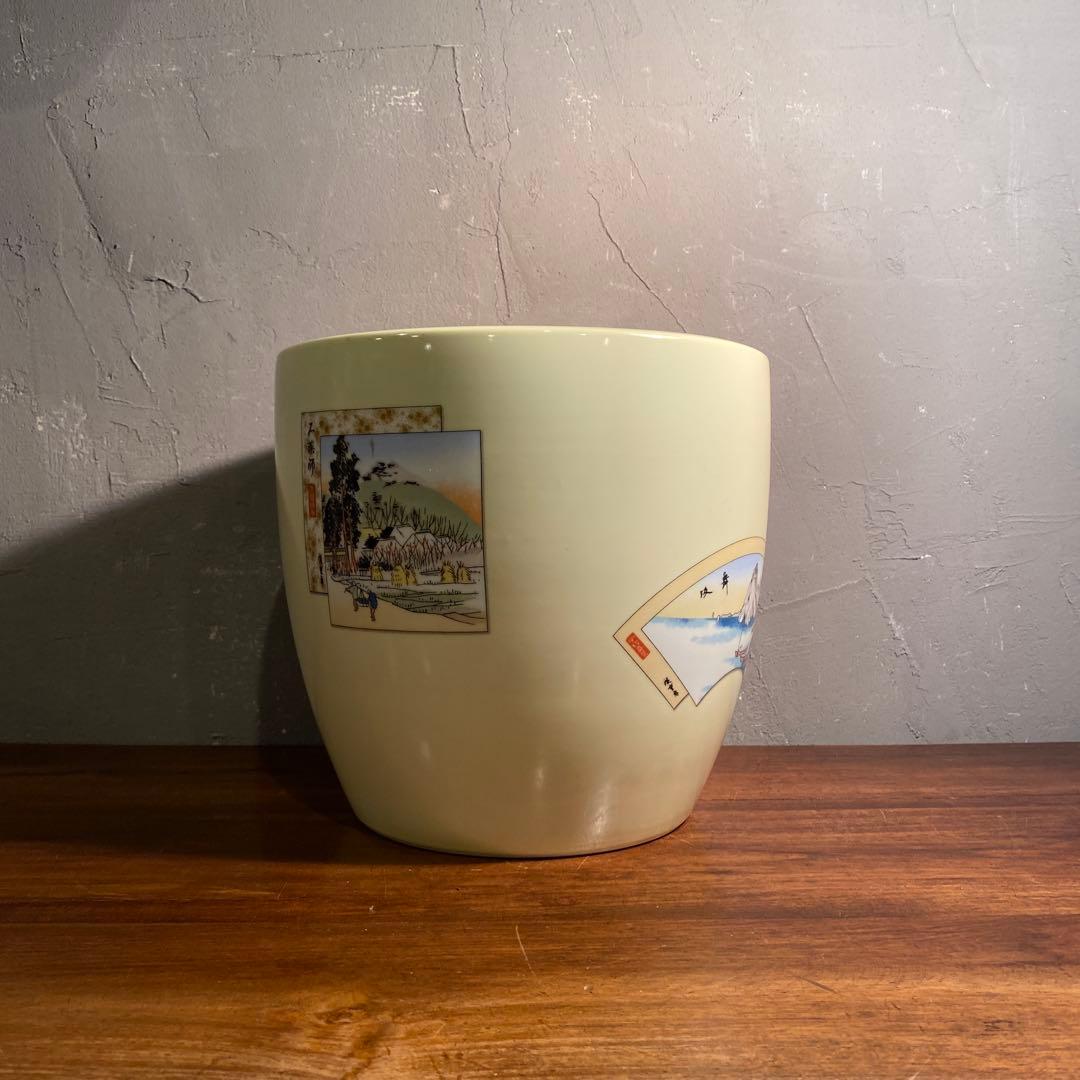 戦前 昭和初期 日陶 オールドノリタケ 浮世絵柄火鉢 手あぶり 歌川広重 骨董品