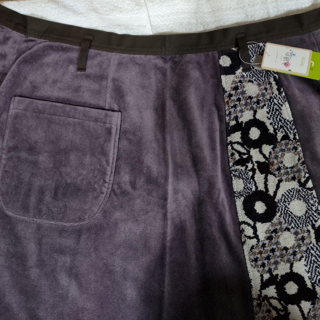 【新品・未使用❢】【最終価格】【ホットマン紫色 花柄エプロン】サイドポケット付き