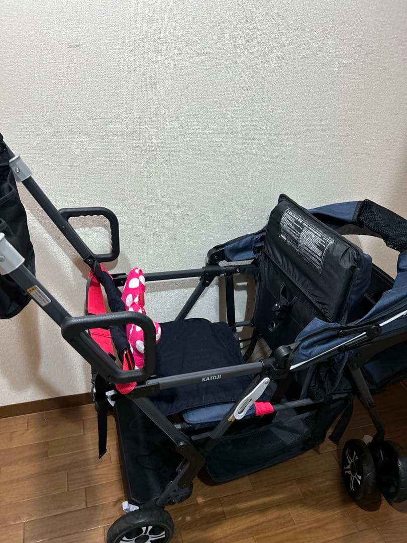KATOJI ネイビー ベビーカー2人乗り　背もたれシート付き