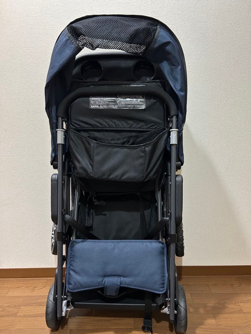 KATOJI ネイビー ベビーカー2人乗り　背もたれシート付き