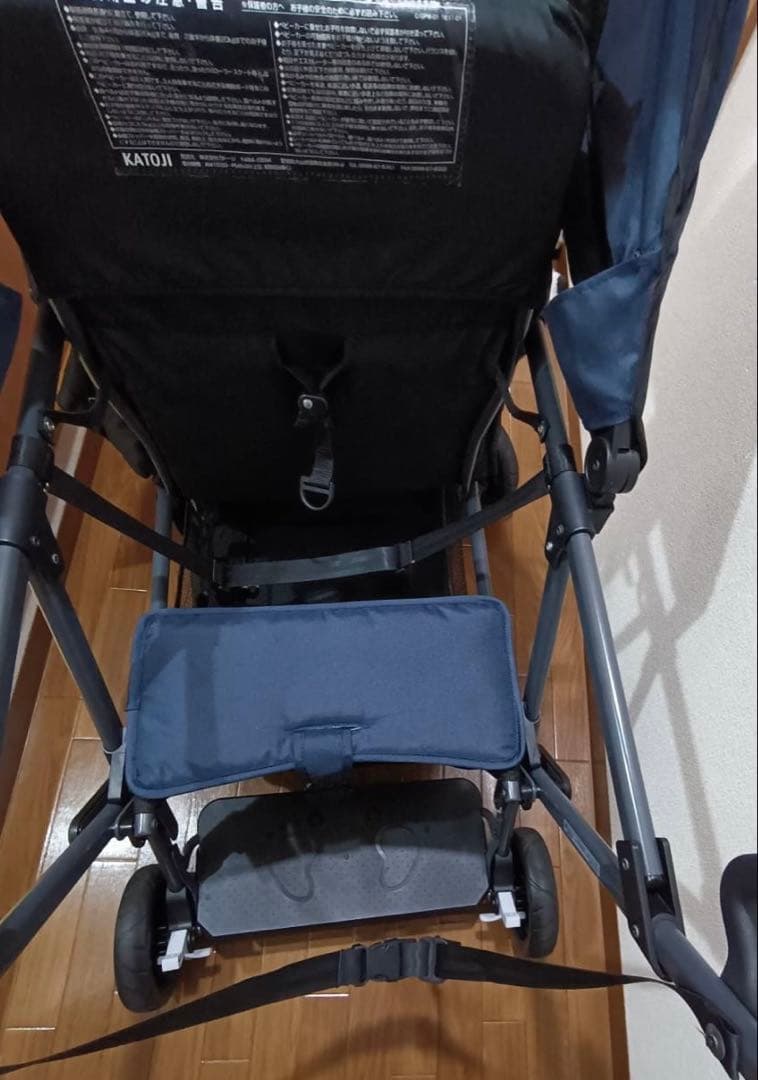 KATOJI ネイビー ベビーカー2人乗り　背もたれシート付き